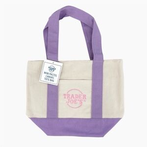 NWT Trader Joe’s Purple Pastel Mini Canvas Tote Bag